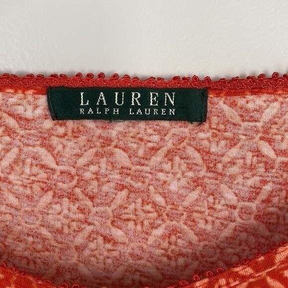 LAUREN Ralph Lauren Geometrical Print Tunic Top 3/4 Sleeve Drawstring Tassel - Picture 9 of 14